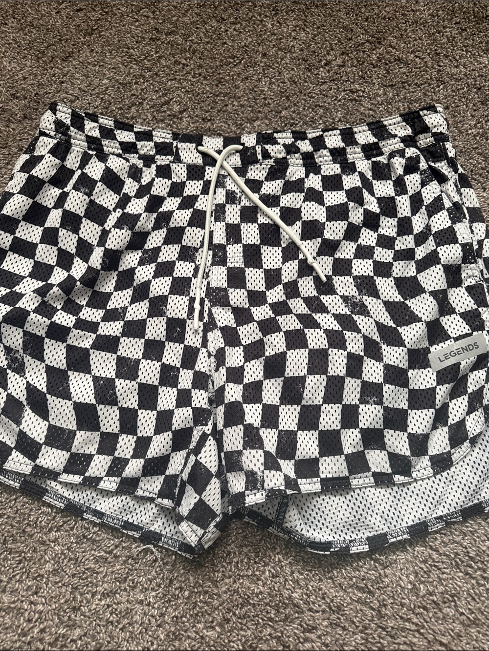 Legends Black & White Checkerboard Mesh Shorts